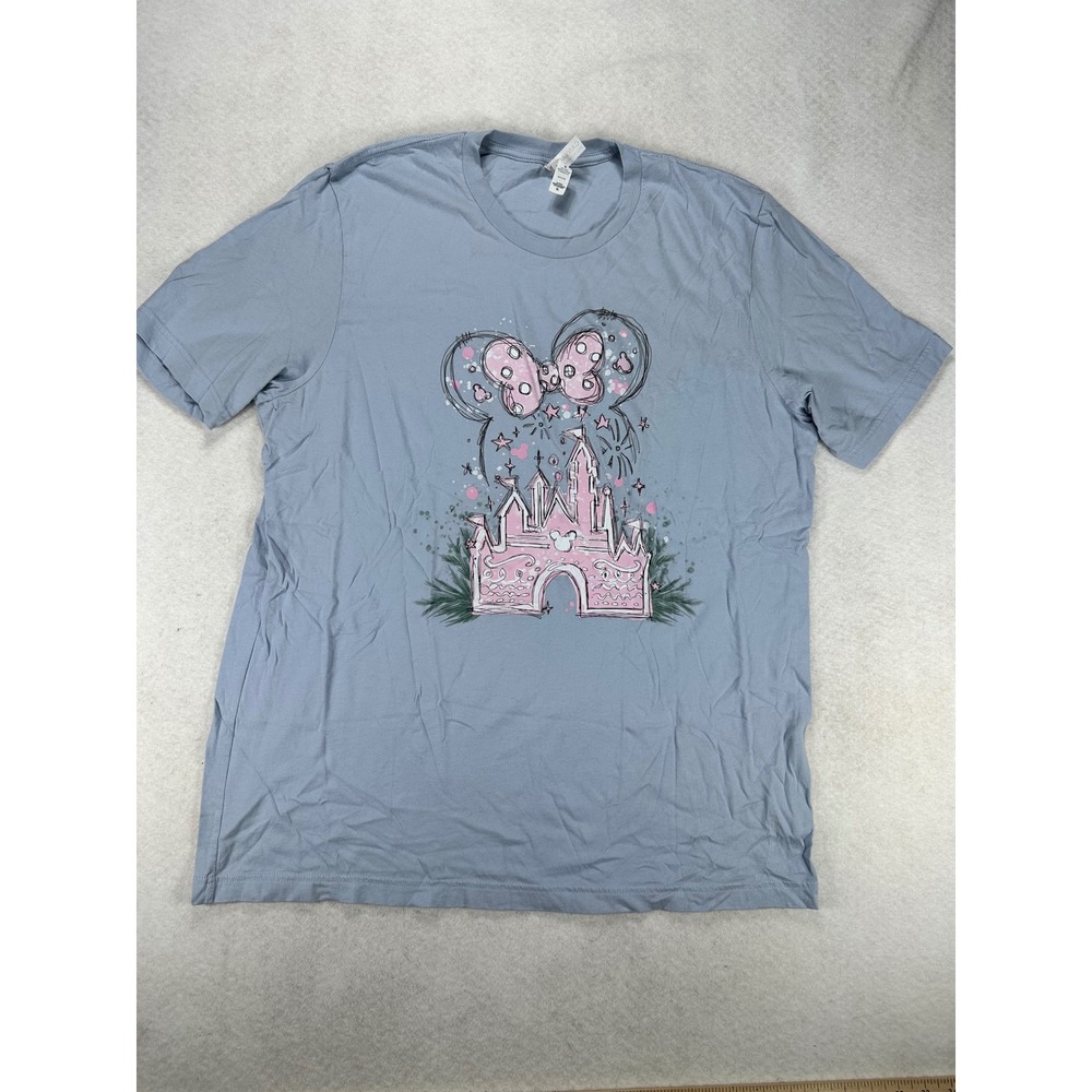 Disney Minnie Mouse Castle Graphic T-Shirt Bella Canvas Blue Women XL